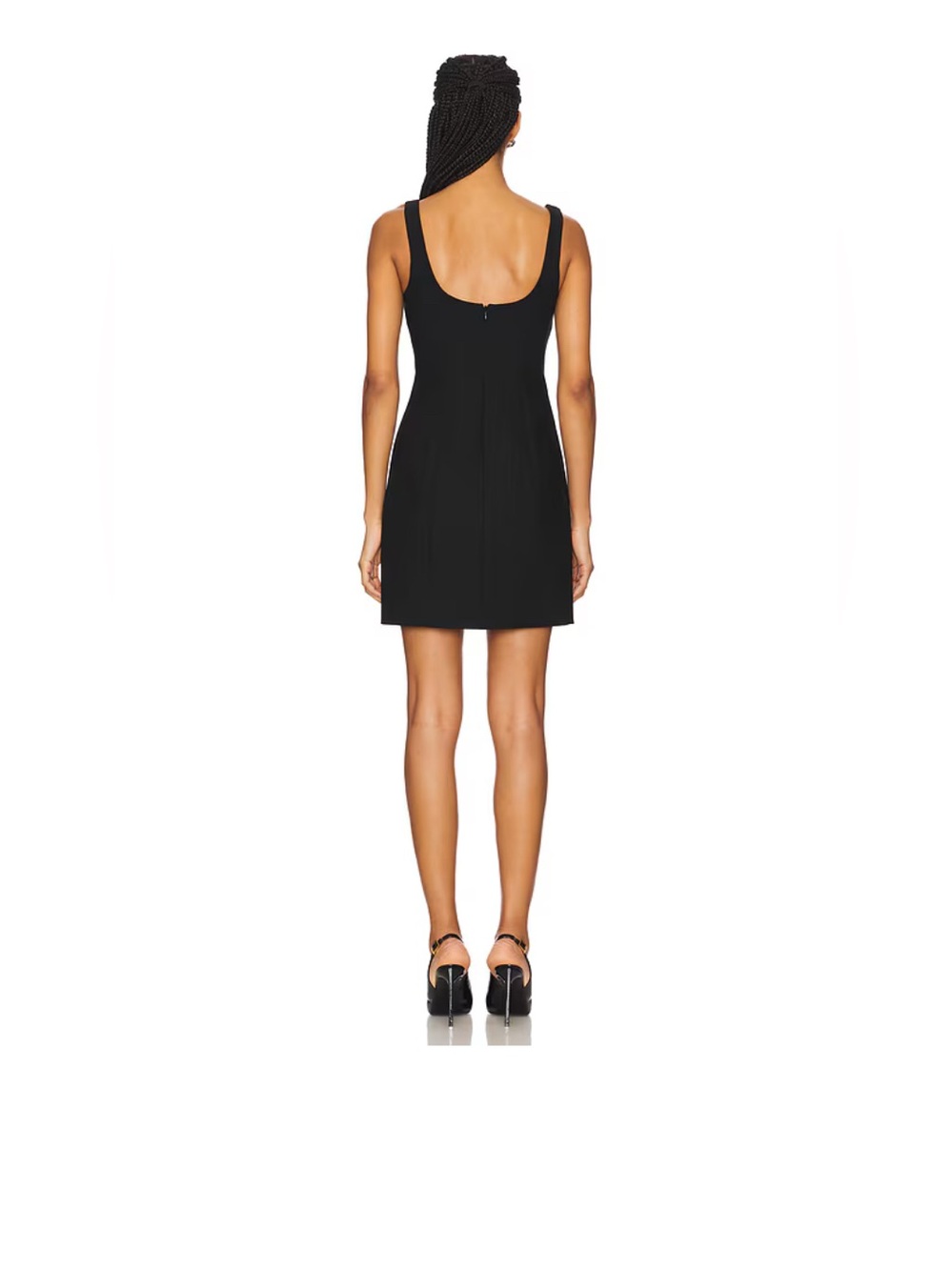 NEW CINQ A SEPT BLACK SLEEVELESS MINI DRESS WITH OVERSIZED BLING SAFETY PINS - Picture 14 of 16